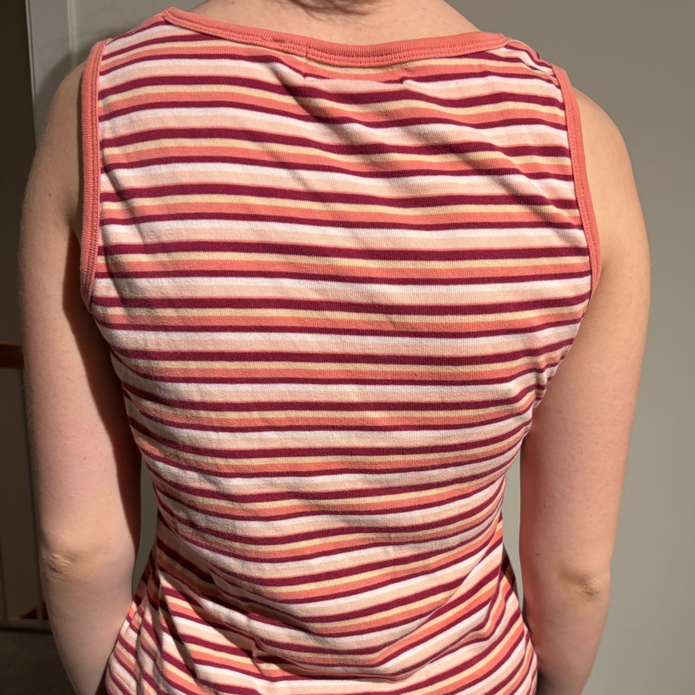 Essentials Striped Pink & Cream Ribbed Tank